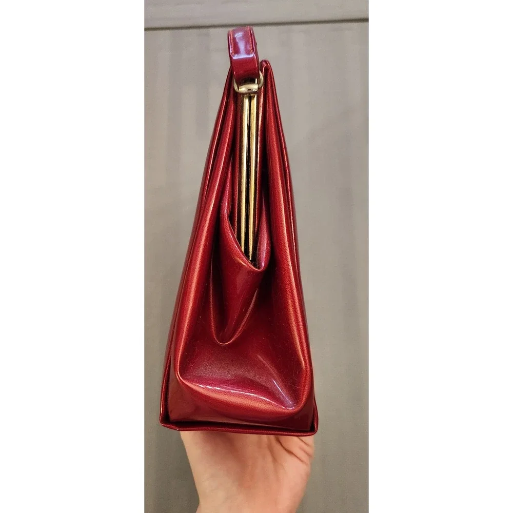 Theodor‎ California Vintage Red Patent Leather Handbag Mid Century Frame Bag